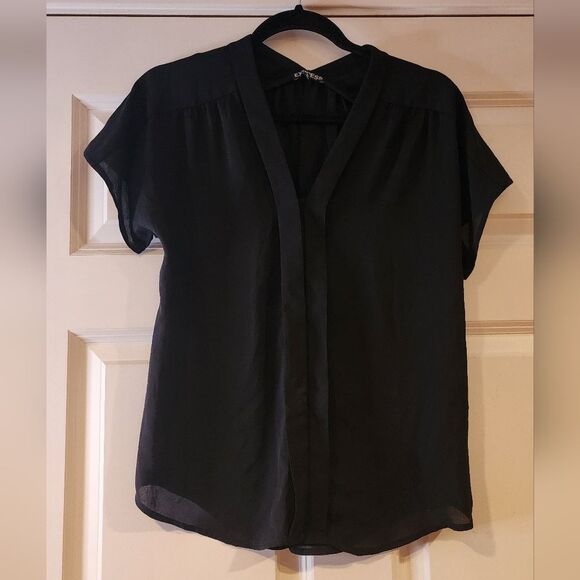 Express sheer black short sleeve blouse S - Picture 1 of 4